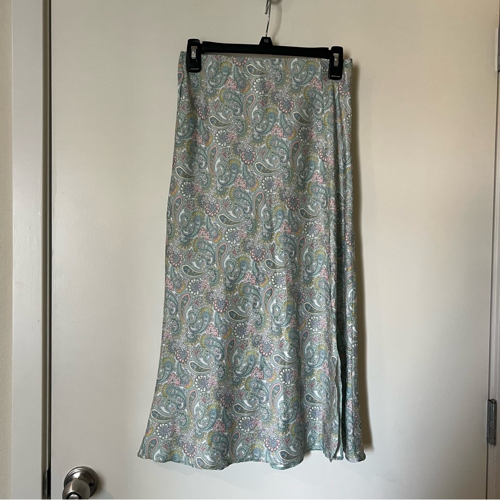 Miss Selfridge Pastel Paisley Satin Midi Skirt